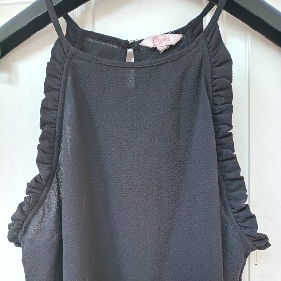 Candies Black Ruffled Spaghetti strap top Size Small - Picture 4 of 12